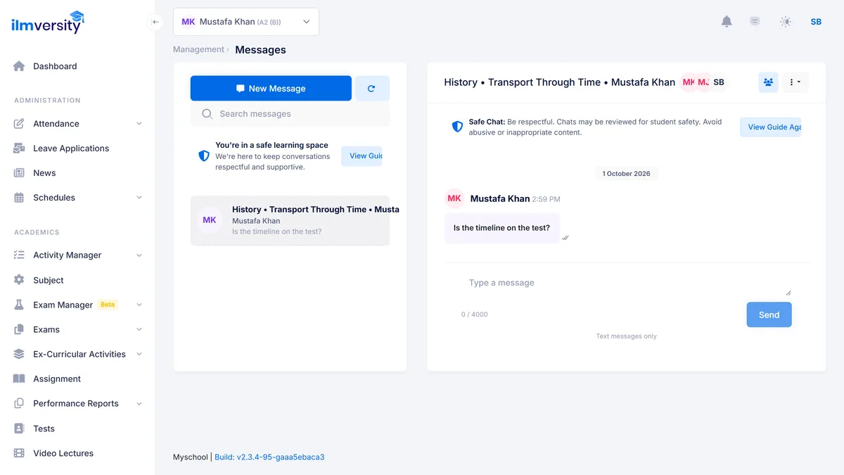 School messaging and notification tools in Ilmversity