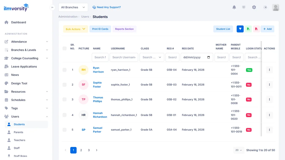 Student records in Ilmversity Student Manager