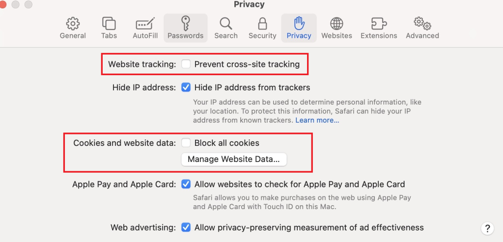 enabling cookies on safari mac